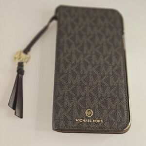 Michael Kors Iphone 15 phone case wallet with Gold Accents